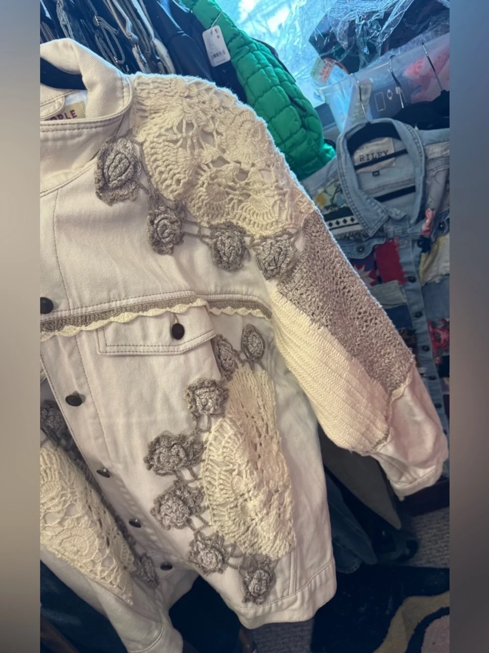 NWOT Free People Bali Rare Hearts Jacket - After Glow Cream Tan Ivory - Medium - Picture 10 of 13